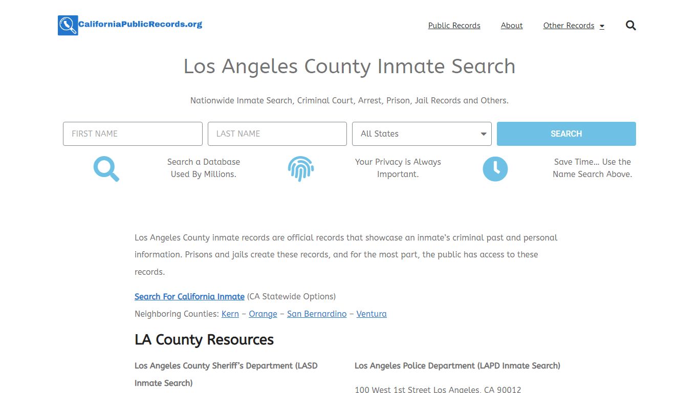 Los Angeles County Inmate Search - Current & Past LASD CA Jail Records